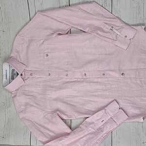 Ted Baker Pink Linen Blend Button Down Women's Shirt Size 2